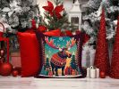 Moose Christmas Throw Pillow Machine Washable, Indoor Outdoor Decorative Pillow for Couch, Bed or Patio, 14Hx14W