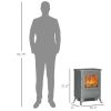 HOMCOM 16" Electric Freestanding Fireplace, 750W/1500W Indoor Fireplace Stove Heater with 3D Flame Effect for Home, Gray