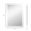 HOMCOM LED Bathroom Vanity Mirror 32x24 Inch Smart Touch Dimmable 3 Colors Makeup Mirror