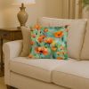 California California Poppies in Watercolor Throw Pillow Machine Washable, Indoor Outdoor Decorative Pillow for Couch, Bed or Patio, 14Hx14W