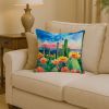 Arizona Saguaro Cactus Blossom in Watercolor Throw Pillow Machine Washable, Indoor Outdoor Decorative Pillow for Couch, Bed or Patio, 14Hx14W