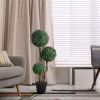 HOMCOM 35.5" Ball Boxwood Topiary Tree Artificial Plant in Pot for Indoor & Outdoor Home Decor