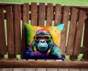 NEW Hippie Animal Gorilla Throw Pillow Machine Washable, Indoor Outdoor Decorative Pillow for Couch, Bed or Patio, 14Hx14W