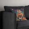 Tiger Christmas Throw Pillow Machine Washable, Indoor Outdoor Decorative Pillow for Couch, Bed or Patio, 14Hx14W