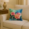 New York Roses in Watercolor Throw Pillow Machine Washable, Indoor Outdoor Decorative Pillow for Couch, Bed or Patio, 18Hx18W