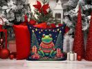 Frog Christmas Throw Pillow Machine Washable, Indoor Outdoor Decorative Pillow for Couch, Bed or Patio, 14Hx14W