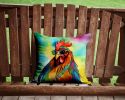 NEW Hippie Animal Rooster Throw Pillow Machine Washable, Indoor Outdoor Decorative Pillow for Couch, Bed or Patio, 14Hx14W