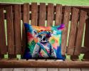 NEW Hippie Animal Koala Throw Pillow Machine Washable, Indoor Outdoor Decorative Pillow for Couch, Bed or Patio, 14Hx14W