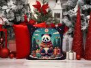 Panda Christmas Throw Pillow Machine Washable, Indoor Outdoor Decorative Pillow for Couch, Bed or Patio, 14Hx14W