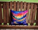 Colorful Periwinkles Throw Pillow Machine Washable, Indoor Outdoor Decorative Pillow for Couch, Bed or Patio, 14Hx14W