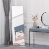 HOMCOM Full-Length Dressing Mirror, Black, Aluminum Frame, Versatile Floor or Wall Mount, Bedroom, Living Room