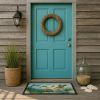 Along the coast - Crab Pelican Dolphins Doormat Front Door Mat Indoor Outdoor Rugs for Entryway, Non Slip Washable Low Pile, 24H X 36W