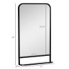 HOMCOM 34x21" Contemporary Wall Mirror with Shelf, Square, Black, for Living Room, Bedroom