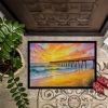 Beach Pier at Sunrise Doormat Front Door Mat Indoor Outdoor Rugs for Entryway, Non Slip Washable Low Pile, 24H X 36W