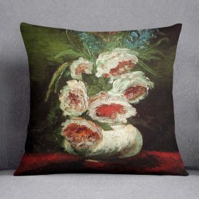 Vase with Peonies by Van Gogh Cushion (Insert: With Insert, size: 20" X 20")