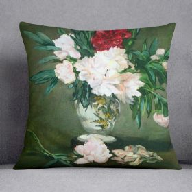 Still Life Vase with Peonies by Manet Cushion (Insert: Without Insert, size: 20" X 20")