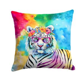 NEW Hippie Animal White Tiger Throw Pillow Machine Washable, Indoor Outdoor Decorative Pillow for Couch, Bed or Patio, 14Hx14W (Default: Default)