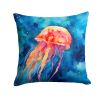 Jellyfish Throw Pillow Machine Washable, Indoor Outdoor Decorative Pillow for Couch, Bed or Patio, 14Hx14W