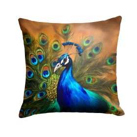Peacock Throw Pillow Machine Washable, Indoor Outdoor Decorative Pillow for Couch, Bed or Patio, 14Hx14W (Default: Default)