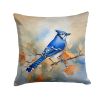 Blue Jay Throw Pillow Machine Washable, Indoor Outdoor Decorative Pillow for Couch, Bed or Patio, 14Hx14W