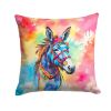 NEW Hippie Animal Donkey Throw Pillow Machine Washable, Indoor Outdoor Decorative Pillow for Couch, Bed or Patio, 14Hx14W
