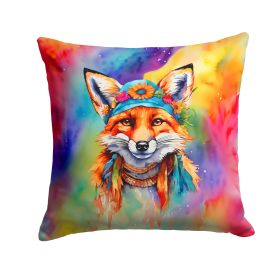 NEW Hippie Animal Fox Throw Pillow Machine Washable, Indoor Outdoor Decorative Pillow for Couch, Bed or Patio, 14Hx14W (Default: Default)