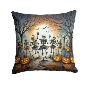 Dancing Skeletons Spooky Halloween Throw Pillow Machine Washable, Indoor Outdoor Decorative Pillow for Couch, Bed or Patio, 14Hx14W (Default: Default)