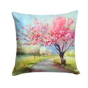 Michigan Apple Blossoms in Watercolor Throw Pillow Machine Washable, Indoor Outdoor Decorative Pillow for Couch, Bed or Patio, 14Hx14W (Default: Default)