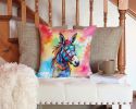 NEW Hippie Animal Donkey Throw Pillow Machine Washable, Indoor Outdoor Decorative Pillow for Couch, Bed or Patio, 14Hx14W