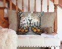 Pet Cemetery Spooky Halloween Throw Pillow Machine Washable, Indoor Outdoor Decorative Pillow for Couch, Bed or Patio, 14Hx14W