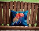 Jellyfish Throw Pillow Machine Washable, Indoor Outdoor Decorative Pillow for Couch, Bed or Patio, 14Hx14W