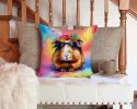 NEW Hippie Animal Guinea Pig Throw Pillow Machine Washable, Indoor Outdoor Decorative Pillow for Couch, Bed or Patio, 14Hx14W