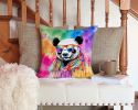 NEW Hippie Animal Panda Throw Pillow Machine Washable, Indoor Outdoor Decorative Pillow for Couch, Bed or Patio, 14Hx14W
