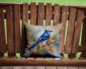 Blue Jay Throw Pillow Machine Washable, Indoor Outdoor Decorative Pillow for Couch, Bed or Patio, 14Hx14W