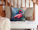Flamingo Throw Pillow Machine Washable, Indoor Outdoor Decorative Pillow for Couch, Bed or Patio, 14Hx14W